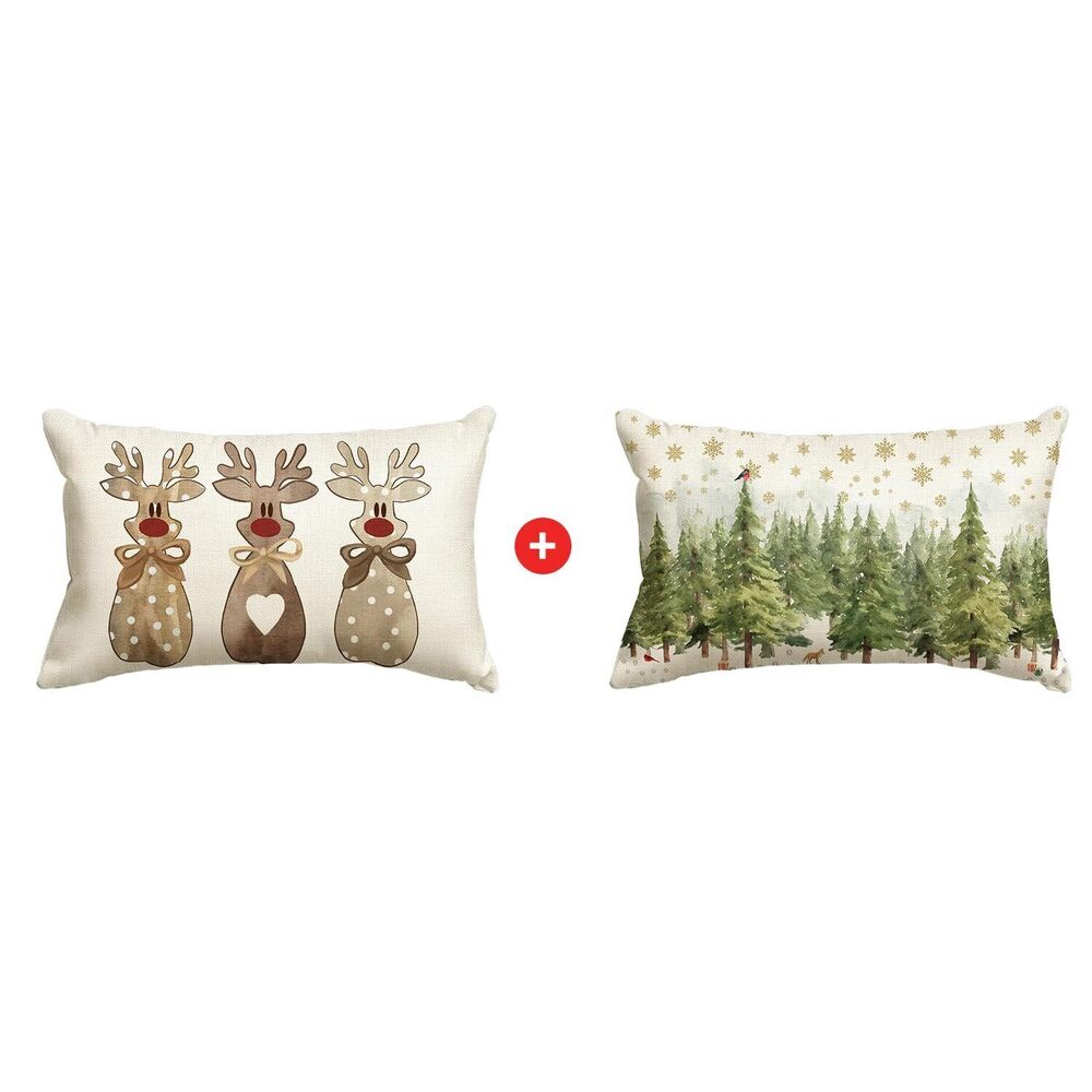 6046 Christmas Polka Dot Love Heart Reindeer Trees Throw Pillow Covers, 12